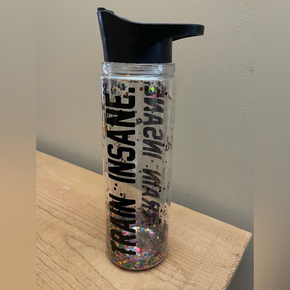 TRAIN INSANE Water Bottle with Colorful Confetti Glitter